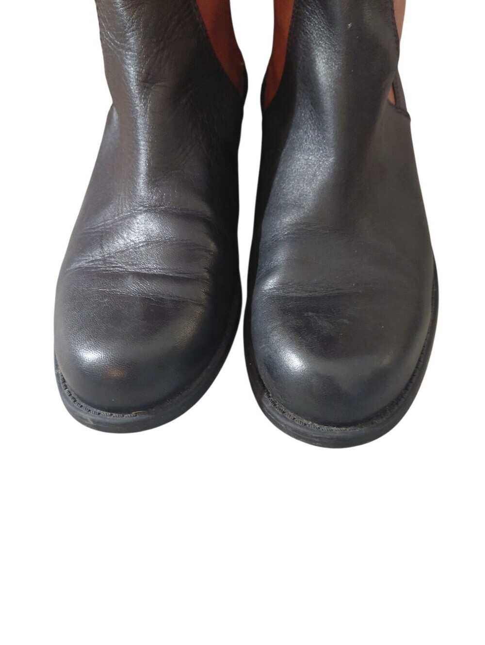 Vince Camuto Two-Tone Black & Brown Knee-High Riding Boots Size 8.5 - Picture 4 of 12